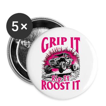 UTV Off Road Girl Woman 4 Wheeler Side by side - Buttons klein 25 mm (5er Pack) - Weiß - Vorne