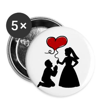 Brautpaar Ehepaar Hochzeit - Buttons klein 25 mm (5er Pack) - Weiß - Vorne