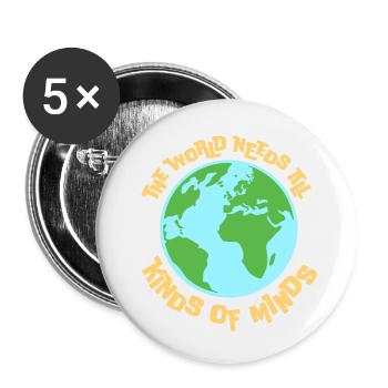 Le monde a besoin de toutes sortes d’esprits inspirants - Lot de 5 petits badges (25 mm) - blanc - Devant