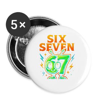Six Seven 67 Italian Brainrot Alien Humor Lustig - Buttons klein 25 mm (5er Pack) - Weiß - Vorne