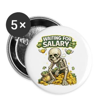 Waiting for Salary Funny Skeleton Shirt - Buttons small 1''/25 mm (5-pack) - white - Front