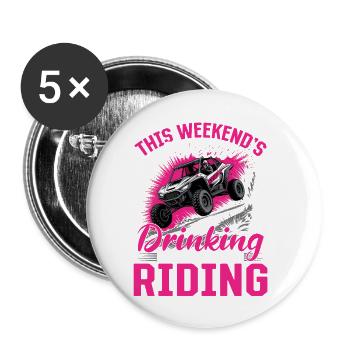 UTV Off Road Girl Woman 4 Wheeler Side by side - Buttons klein 25 mm (5er Pack) - Weiß - Vorne