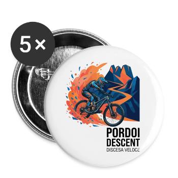 Pordoi Descent MTB Fast Action Modern Vector Art - Buttons small 1''/25 mm (5-pack) - white - Front