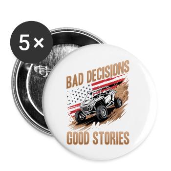 UTV Off Road Boy Men 4 Wheeler Side by side - Buttons klein 25 mm (5er Pack) - Weiß - Vorne