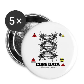 Kerndaten: Stacheldraht-DNA-Helix und Industrial Cy - Buttons klein 25 mm (5er Pack) - Weiß - Vorne