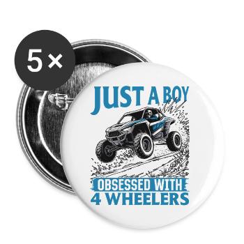 UTV Off Road Boy Men 4 Wheeler Side by side - Buttons klein 25 mm (5er Pack) - Weiß - Vorne