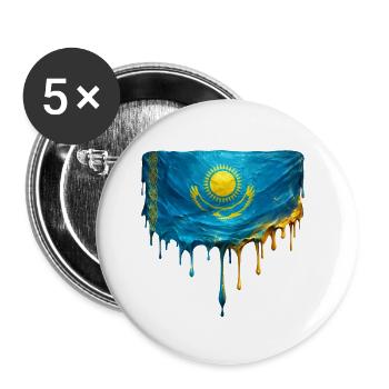 Kasachstan Flagge Tropfenkunst - Buttons klein 25 mm (5er Pack) - Weiß - Vorne
