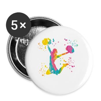 Cheerpom pom girls Mom Cheerleading - Lot de 5 petits badges (25 mm) - blanc - Devant