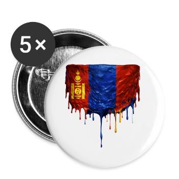 Chute du drapeau mongol - Lot de 5 petits badges (25 mm) - blanc - Devant