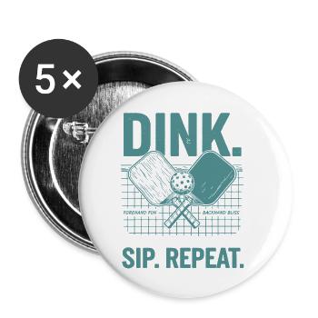 Joueur drôle de pickleball Pickle Ball Dink Sip - Lot de 5 petits badges (25 mm) - blanc - Devant