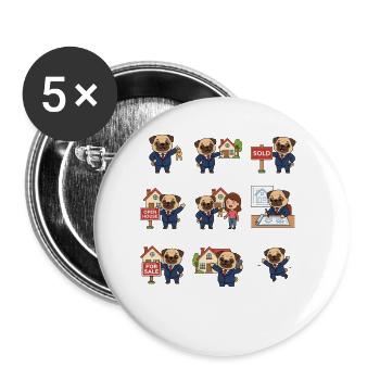 Courtier Douce Agence Immobilière Amoureuse de Chiens - Lot de 5 petits badges (25 mm) - blanc - Devant