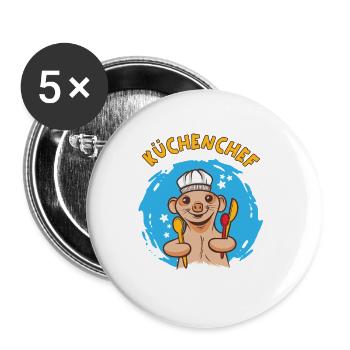 Küchenchef Koch Köchin Kochkleidung Lustig - Buttons klein 25 mm (5er Pack) - Weiß - Vorne