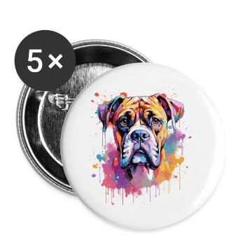 Boxer Bunte Hund Splash Art - Buttons klein 25 mm (5er Pack) - Weiß - Vorne