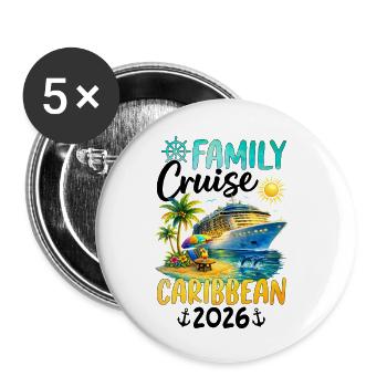 Family Cruise Caribbean 2026 - Buttons klein 25 mm (5er Pack) - Weiß - Vorne