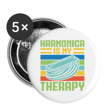 Funny Harmonica Player Is My Therapy Harmonica - Buttons small 1''/25 mm (5-pack) - white - Front