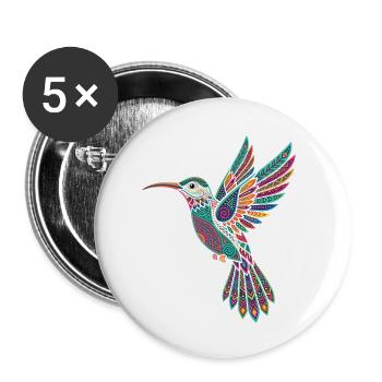 Alebrije Hummingbird Mexican Folk - Buttons small 1''/25 mm (5-pack) - white - Front