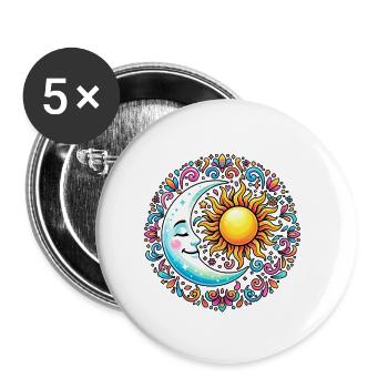 Litha Pagan Summer Solstice Midsummer Midsommar - Buttons small 1''/25 mm (5-pack) - white - Front