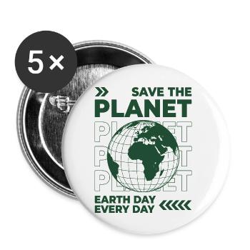 Save The Planet Shirt Earth Day Umwelt - Buttons klein 25 mm (5er Pack) - Weiß - Vorne