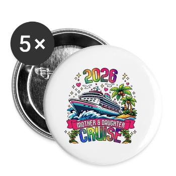 Familienreise Kreuzfahrt Mutter-Tochter Kreuzfahrt - Buttons klein 25 mm (5er Pack) - Weiß - Vorne