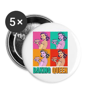 Baking Cake Baking Queen Baking Fairy Baker Pop Art - Buttons small 1''/25 mm (5-pack) - white - Front