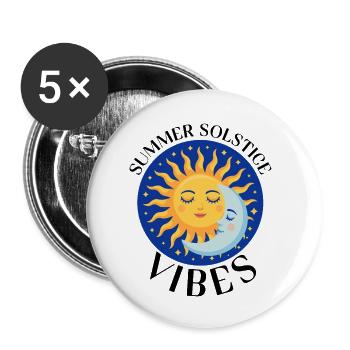Litha Pagan Summer Solstice Midsummer Midsommar - Buttons small 1''/25 mm (5-pack) - white - Front