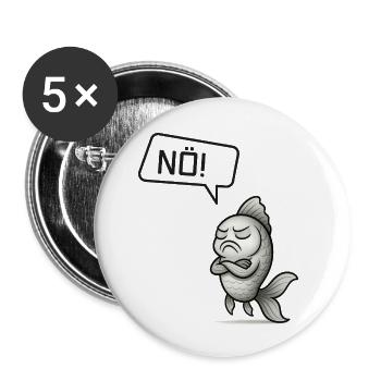 Sturer Fisch sagt NÖ! – Witziges Design - Buttons klein 25 mm (5er Pack) - Weiß - Vorne