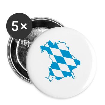 Carte de la Bavière avec motif de losanges bleu et blanc - Lot de 5 petits badges (25 mm) - blanc - Devant