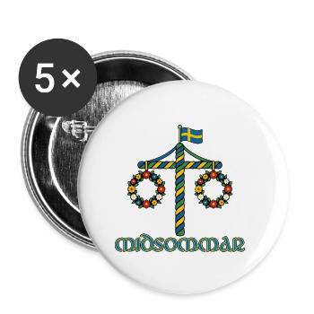 Litha Pagan Summer Solstice Midsummer Midsommar - Buttons small 1''/25 mm (5-pack) - white - Front