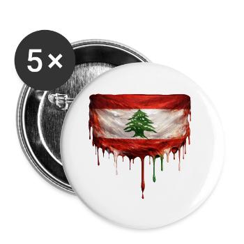 Libanesische Flagge mit tropfender Farbe - Buttons klein 25 mm (5er Pack) - Weiß - Vorne