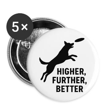 Frisbee saut de chien - Lot de 5 petits badges (25 mm) - blanc - Devant