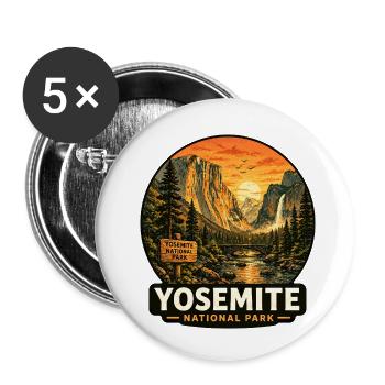 Parc national de Yosemite Sunset California Sierra - Lot de 5 petits badges (25 mm) - blanc - Devant