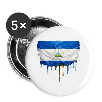 Nicaragua Flaggen Tropfenkunst - Buttons klein 25 mm (5er Pack) - Weiß - Vorne