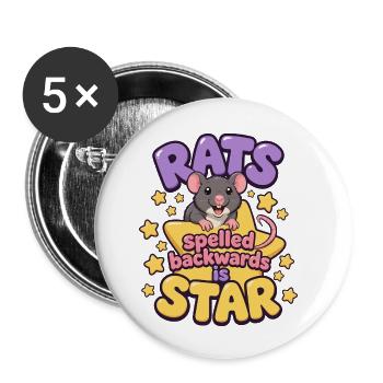 Haustierratte: Der kleine Kawaii-Stern - Buttons klein 25 mm (5er Pack) - Weiß - Vorne