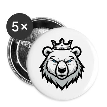 Portrait d’ours polaire Couronne tête d’ours polaire - Lot de 5 petits badges (25 mm) - blanc - Devant