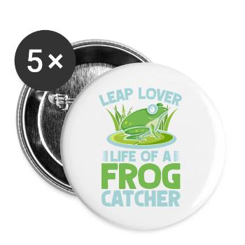 Frog Catcher Leap Lover Frog - Buttons small 1''/25 mm (5-pack) - white - Front