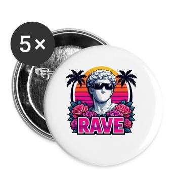 RAVE Retro Statue Sunset für Festival & Party - Buttons klein 25 mm (5er Pack) - Weiß - Vorne