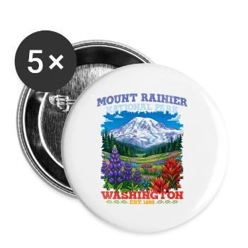 Mount Rainier National Park Washington - Buttons klein 25 mm (5er Pack) - Weiß - Vorne