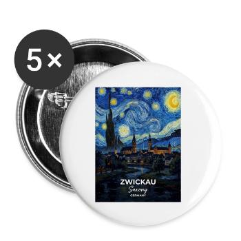 Zwickau Germany in Starry Night Style - Buttons small 1''/25 mm (5-pack) - white - Front