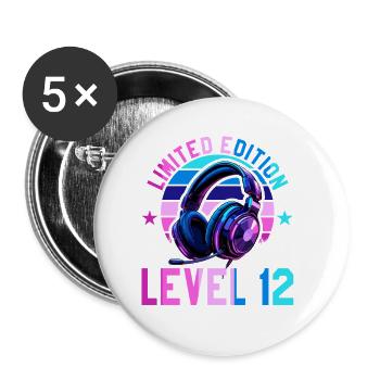 11. Geburtstag Junge Mädchen Gamer Level 11 - Buttons klein 25 mm (5er Pack) - Weiß - Vorne