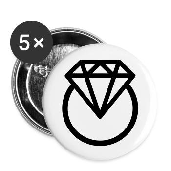 bague diamant - Lot de 5 petits badges (25 mm) - blanc - Devant