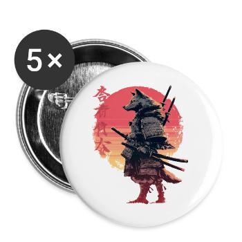 Wolf Samurai at Sunset - Buttons small 1''/25 mm (5-pack) - white - Front