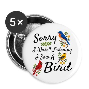Passionsvögel Humor Geschenk Ornithologie - Buttons klein 25 mm (5er Pack) - Weiß - Vorne
