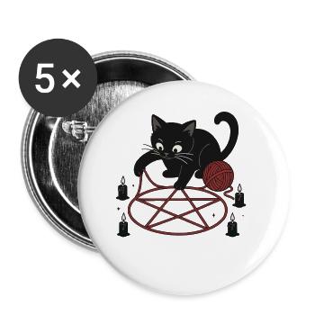 Katze im Pentagramm - Buttons klein 25 mm (5er Pack) - Weiß - Vorne