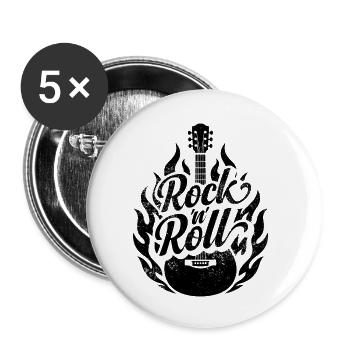Rock and Roll - Buttons small 1''/25 mm (5-pack) - white - Front