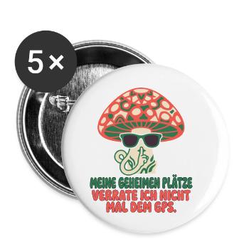 Pilzsammler Geheimnis Hobby - Buttons klein 25 mm (5er Pack) - Weiß - Vorne