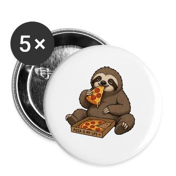 Le plaisir de la vie de Pizza Sloth - Lot de 5 petits badges (25 mm) - blanc - Devant