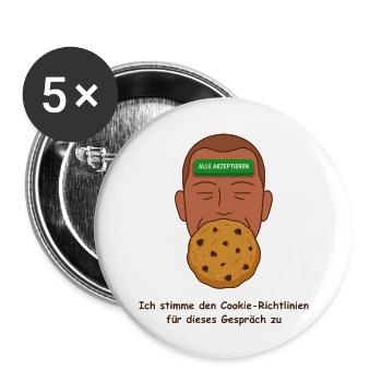 Datenschutz Cookie, Richtlinien Ironie - Buttons klein 25 mm (5er Pack) - Weiß - Vorne