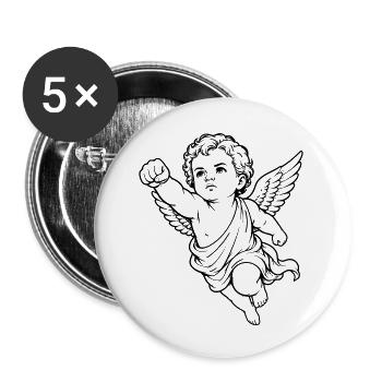 Motif du poing ange du chérubin volant - Lot de 5 petits badges (25 mm) - blanc - Devant
