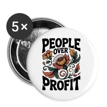 Les gens avant le profit Avant le compte des bénéfices - Lot de 5 petits badges (25 mm) - blanc - Devant
