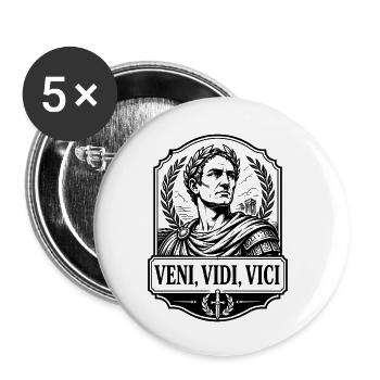 Caesar Veni Vidi Vici Rom Imperator Retro - Buttons klein 25 mm (5er Pack) - Weiß - Vorne